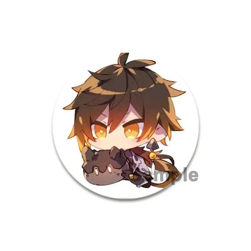 32/44/58mm Anime Genshin Impact Badge Zhongli Cartoon Brooches On Backpack Clothes Handmade Round Enamel Pins for Jewelry Gift Accessories