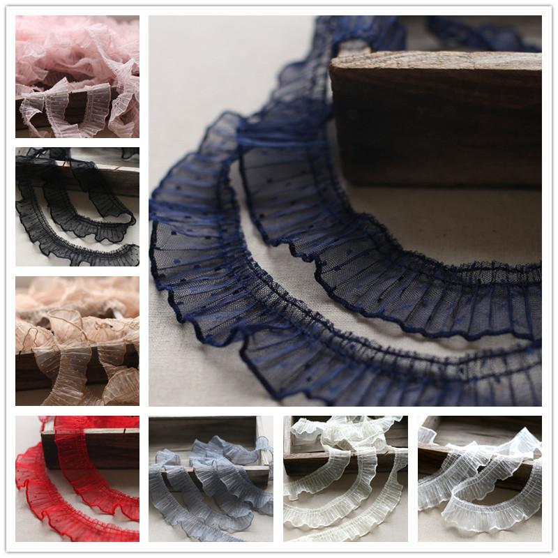 2024 Складки оборки пятнистое кружево DIY детское платье юбка манжеты подол шитье украшения домашний текстиль подушка корзина для хранения отделка