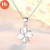 Привет, подлинная подвеска в виде четырехлистного клевера в коробке/звено-цепочка, ожерелье, женское серебряное цветное ювелирное изделие Lucky Clover