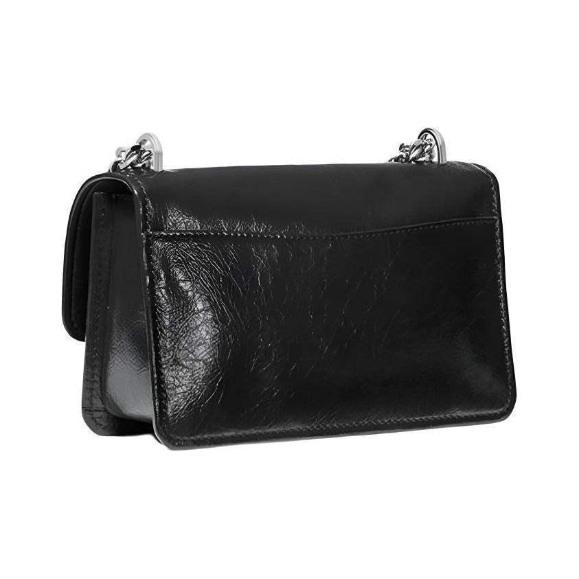 Michael Kors MK Claire Logo Design Snap Closure Leather Shoulder Bag Women Shoulder Bag Black 30F4SC7L3O-BLACK