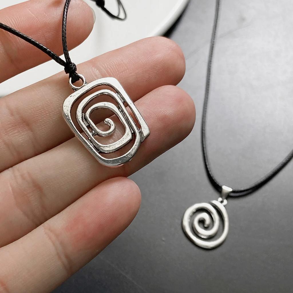 Spiral Vortex Pendant Necklaces Unisex Hand-Woven Leather Rope Necklace Boho Vintage Accessories Stylish Couple Jewelry