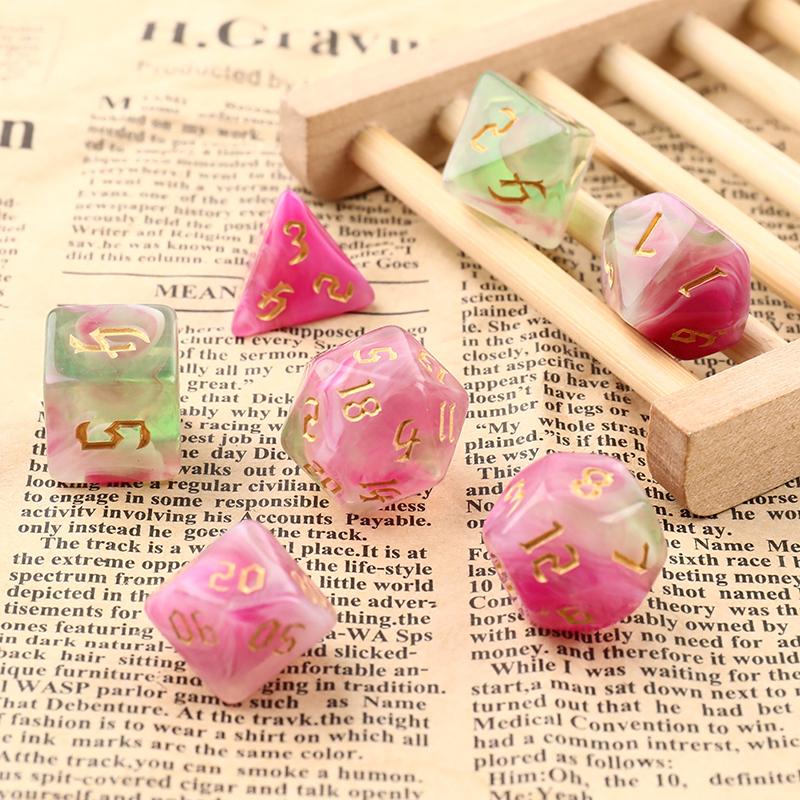 7Pcs/Set Four-Color Multi-Sided Digital Dice Set Running Group Game Dice