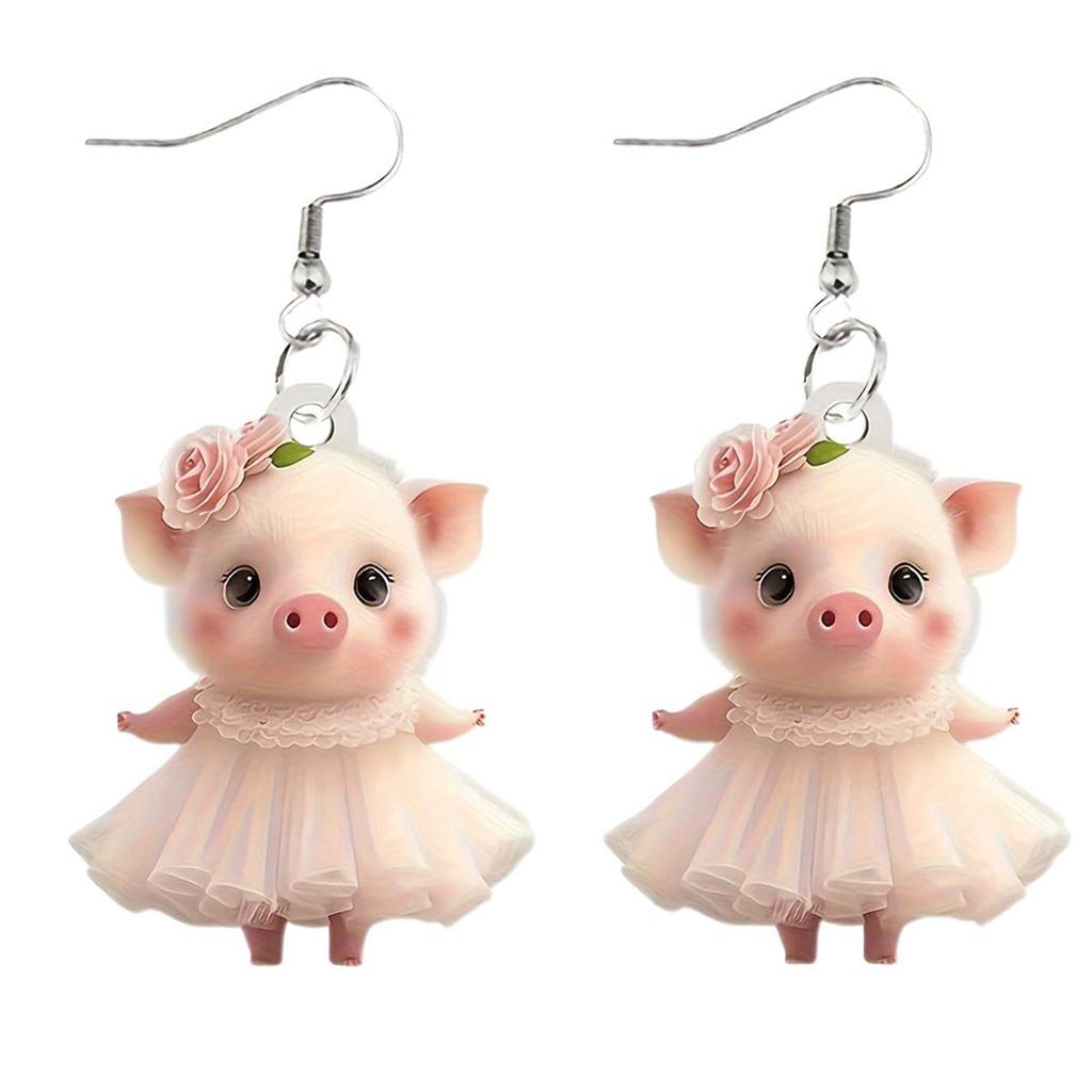 Милые серьги в виде свиньи, оригинальные акриловые серьги-статуэтки свиньи, серьги-подвески в виде животных, женские украшения