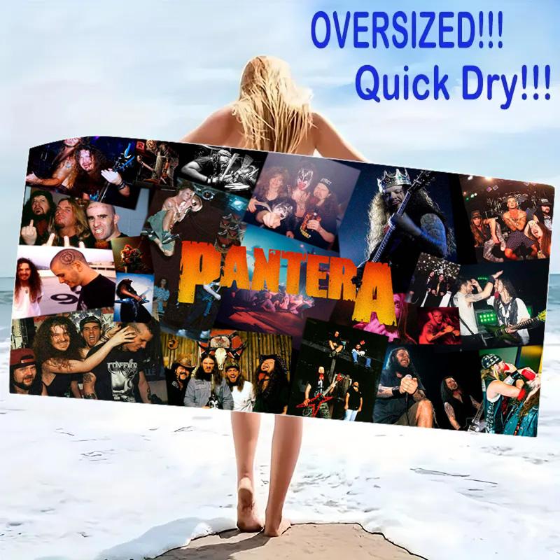Pantera Band Print Beach Towel, Large Soft Quick Dry Towel for Beach Camping Swimming