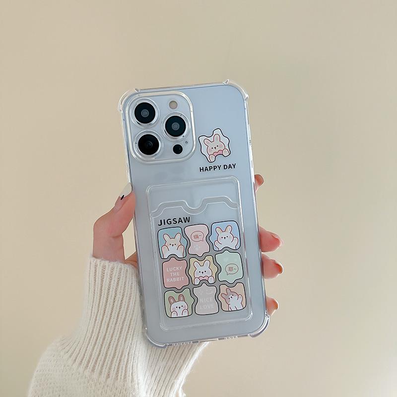 Силиконовый защитный чехол и держатель для карт Zhitai для iPhone 16 Pro, 15, 14 Pro Max, XS, XR