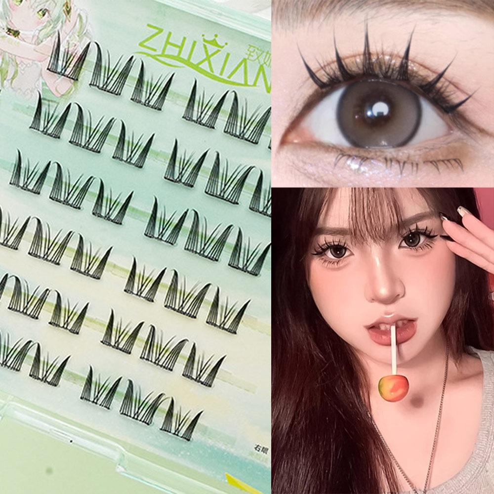 Glue Free Manga Lashes With Jelly Glue Strips 3D False Eyelashes Cat Elf Eyelashes Party Supplies