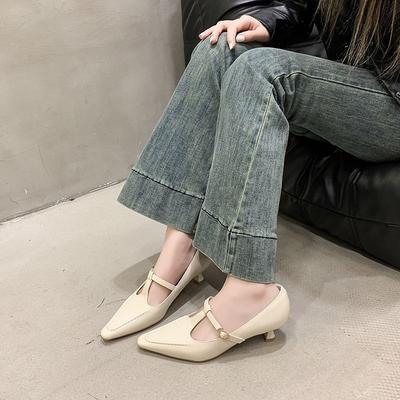 Весенние новые туфли-лодочки на тонком каблуке с открытым мыском, на высоком каблуке, с острым носком, однотонные, на низком каблуке