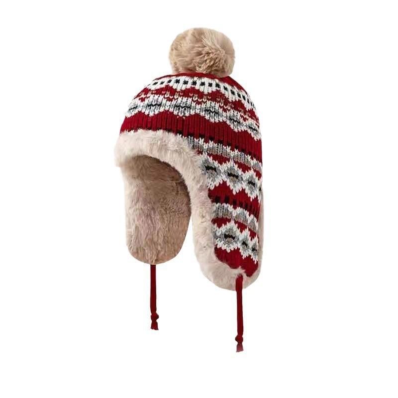 Traditional Style Knitted Hat For Women With Ear Protection And Neck Guard For Winter Cold Weather
