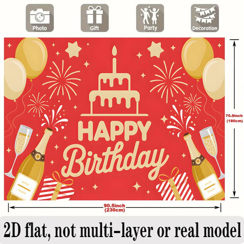 Fireworks Balloons Birthday Banner, Festive Photo Backdrop Wall Decor for Party