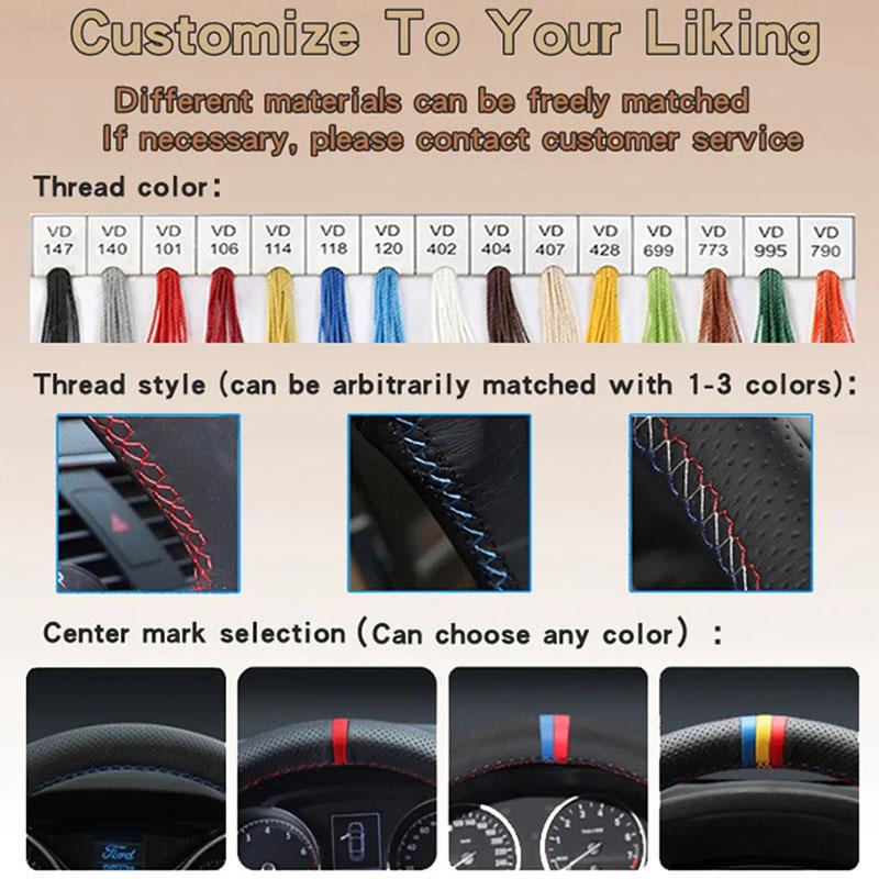 IMKC9 DIY Hand sewn Braid Black non-slip suede Car Steering Wheel Cover For Alfa Romeo Giulia Stelvio Giulietta Automotive Interior