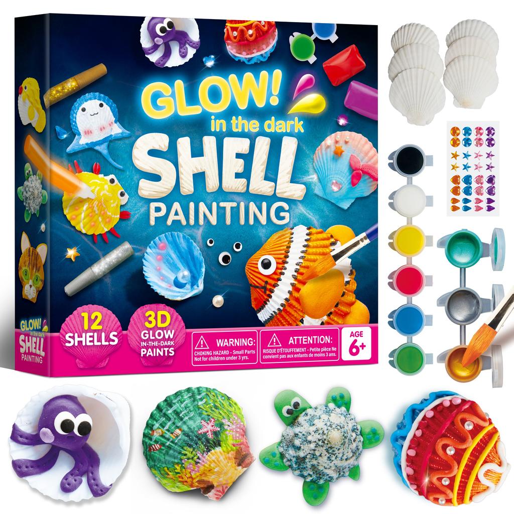 JOYFY 12 шт. Набор для рисования ракушками для детей игрушка Светящийся в темноте - Поделки для мальчиков и девочек от 6 лет Подарок на день рождения Рождество