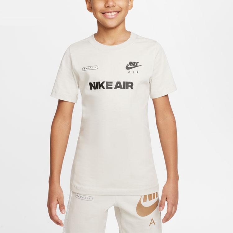 Nike Футболка с круглым вырезом и буквенным принтом, повседневная, удобная, с коротким рукавом, детские топы, белая, DO1813-072