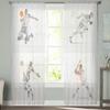 Ball Game Pose Printed Tulle Curtains Fashion Sheer Window Drapes for Living Room Balcony Modern Home Decor