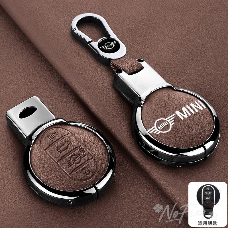 BBIO8 Alloy Leather Car Key Case Cover Shell For BMW Mini COOPERS COUNTRYMAN ONE JCW CLUBMAN F56 F55 F54 F57 F60 Roadster Car stickers