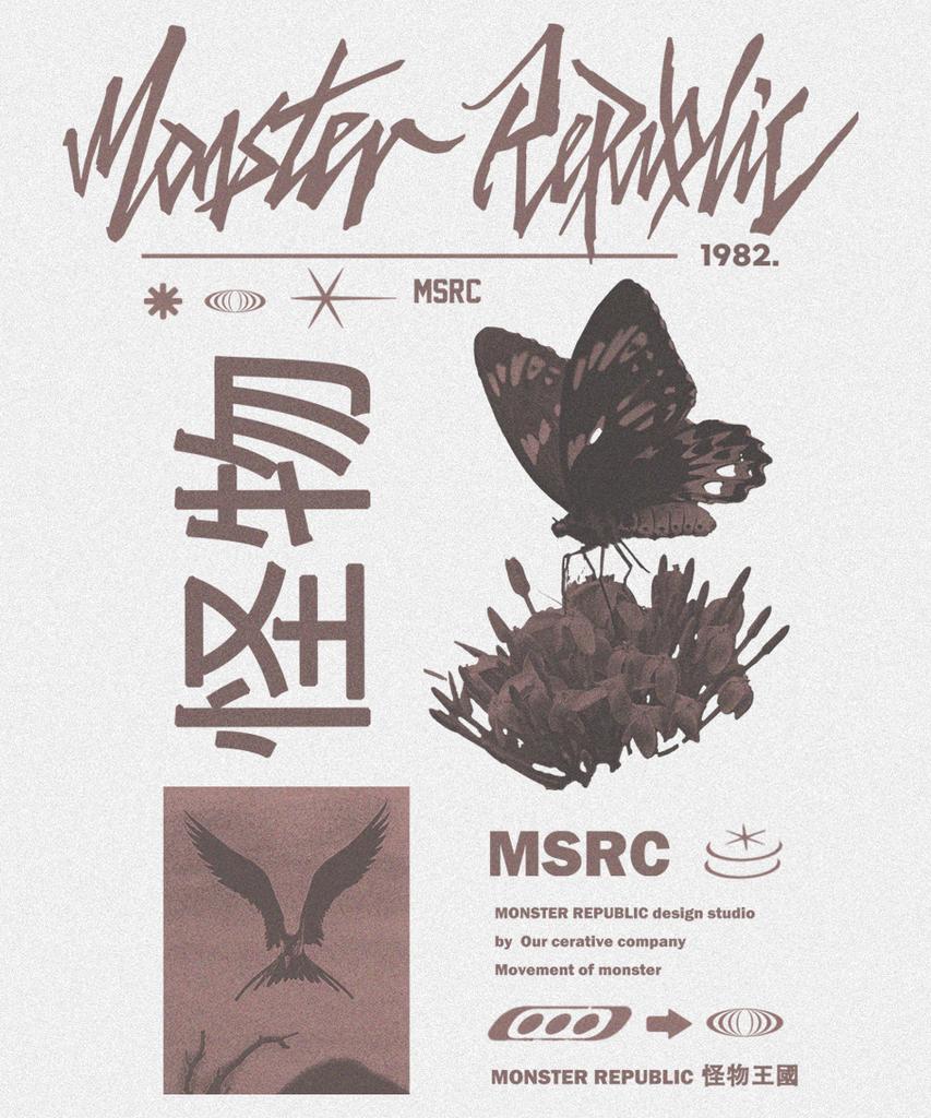 MONSTER REPUBLIC Футболка Fly Classic Коричневая Белая