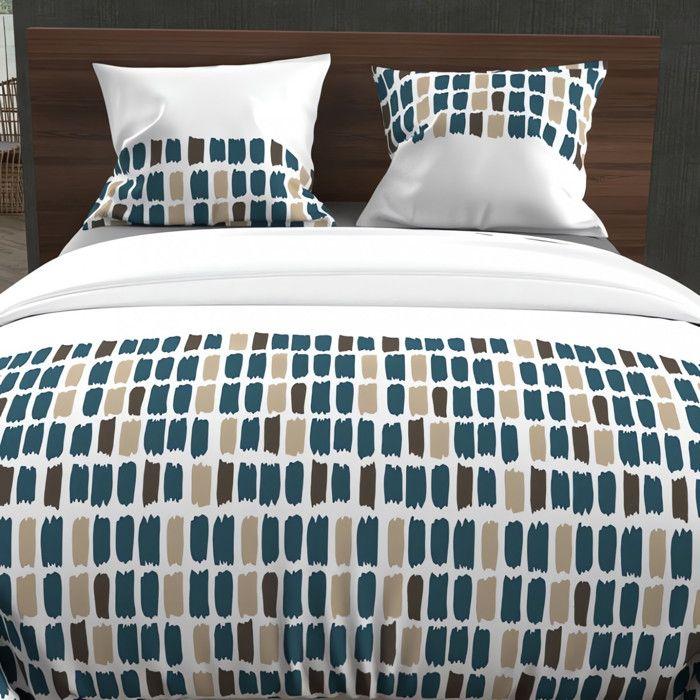 57 Thread Count Cotton Duvet Cover Set 240x220 Cm FABIO Blue, by Soleil d'Ocre