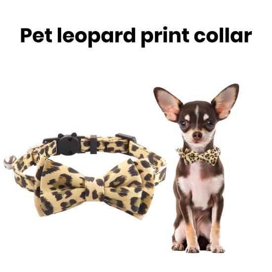 Ошейник для домашних животных с леопардовым принтом и колокольчиком, легкая ткань, цепочка на шею кошки, масштабируемый ожерелье для домашних животных