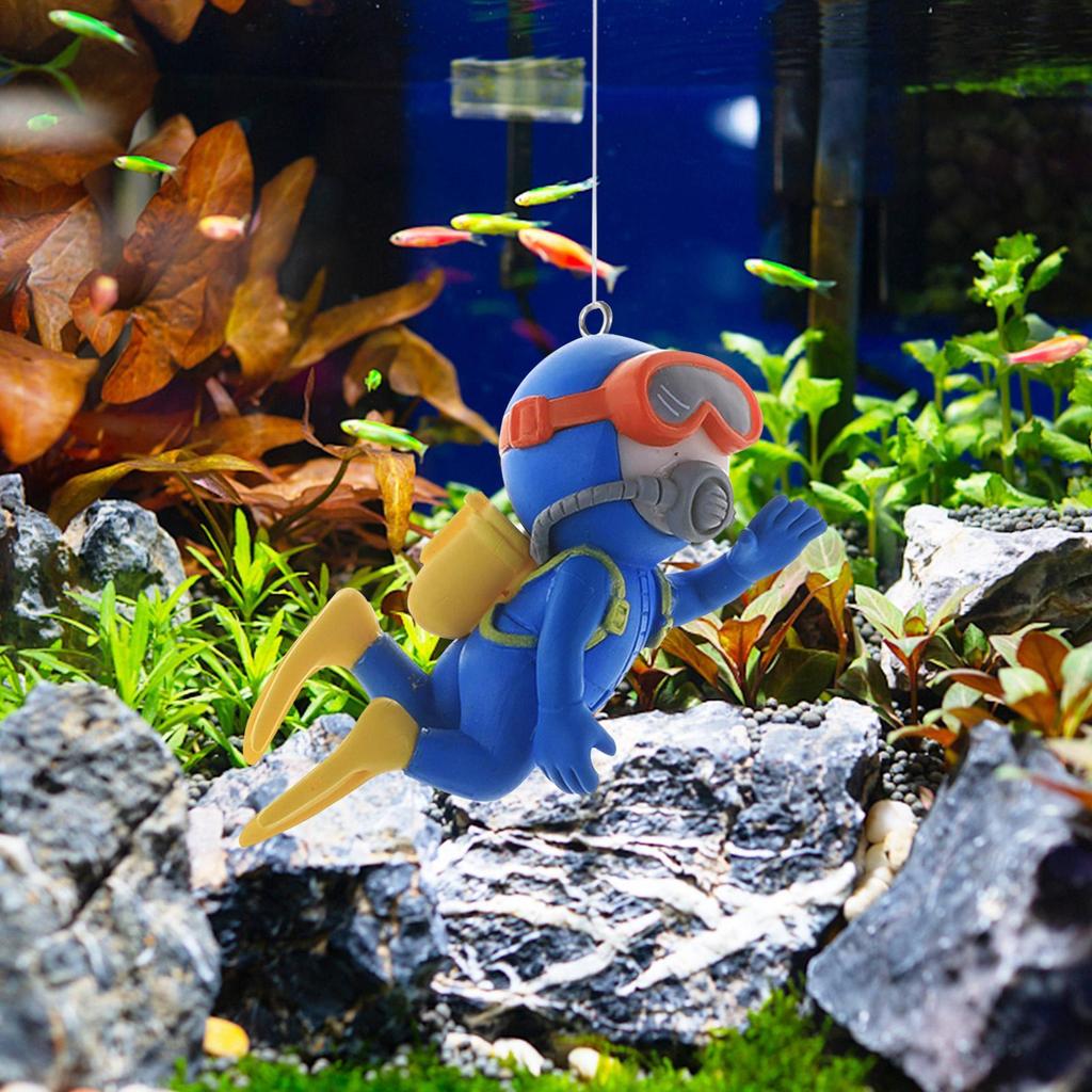 Fish Tank Diver Decorations Aquarium Floating Diver Figurine Little Diver Ornament Adjustable Landscape Greening Decor For Tank