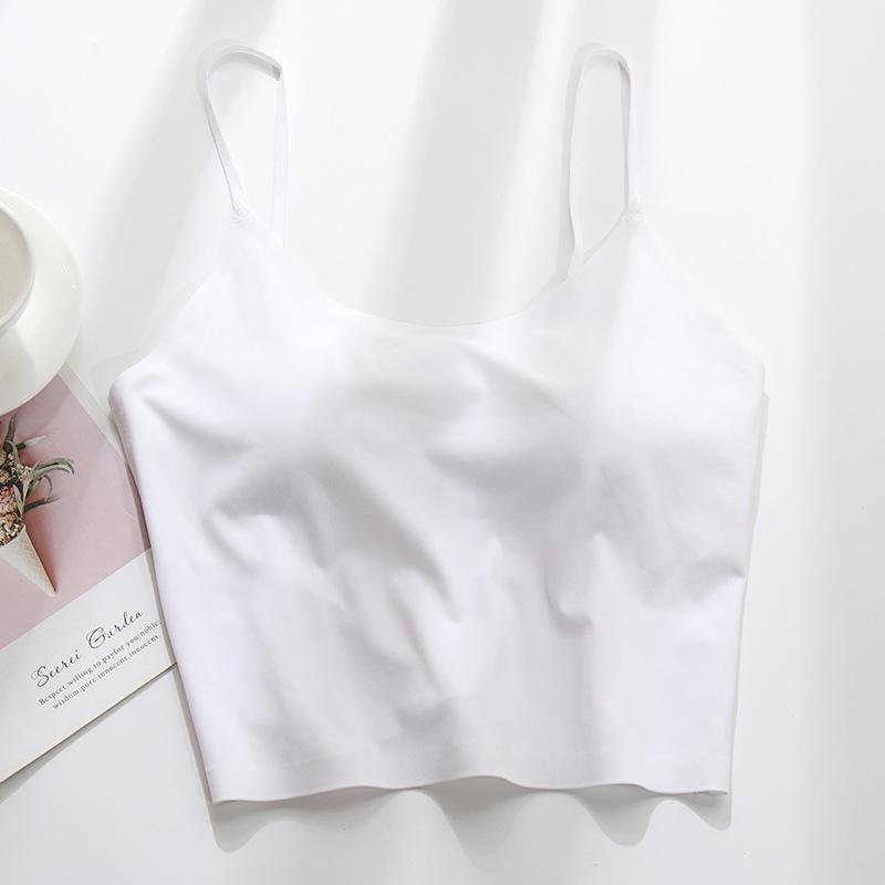 Seamless Sexy Navel-Baring Vest with Chest Pads, Ice Silk Tube Top, Breathable Back Underwear for Women