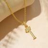 Gold-Plated Zircon Crown Letter Pendant Necklace - Women's Versatile Choker