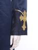 Womens Clergy Long Robe Dress Gold Cross Embroidery Lace Button Decor Stand Collar Long Sleeve Cassock
