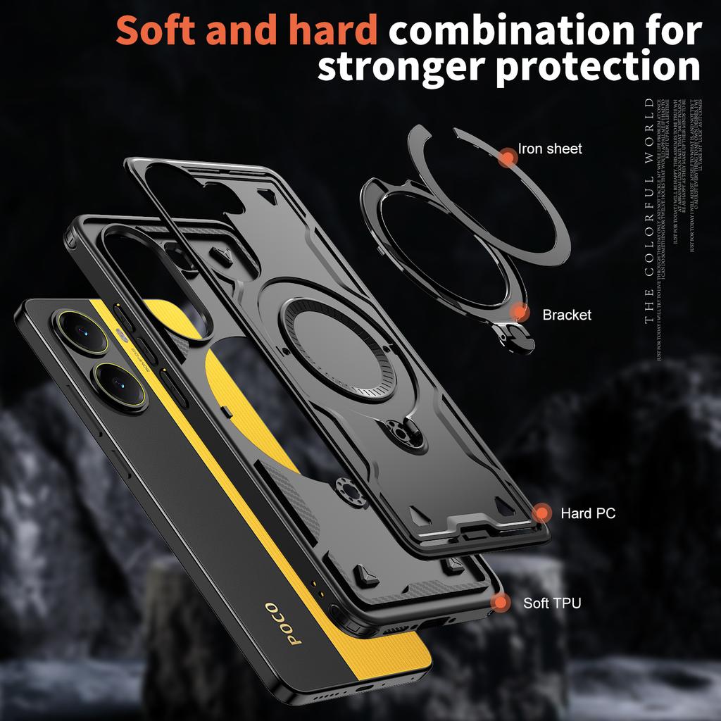 For Xiaomi Poco X7 Pro 5G/Redmi Turbo 4 5G Case Compatible with MagSafe Military Protection PC+TPU Kickstand Phone Cover
