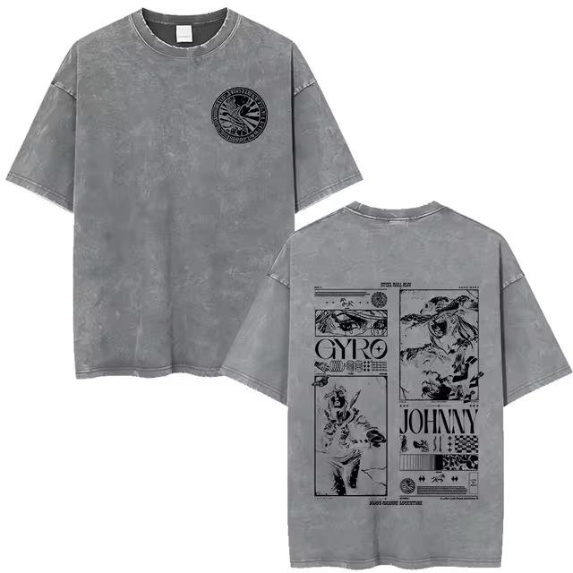 Adventure Bizarre Run Retro Steel Ball Anime Pickling Men'S And Women'S Clothing T-Shirt Comic T-Shirt Casual Short Sleeve Crew Neck