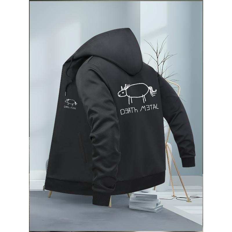 Warm Hooded Coat for Men Drawstring Hood Thickened Lining Fall Winter