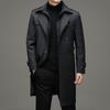 Autumn and Winter New Men's Trench Coat Long Knee-off Liner Cotton Belt Trench Coat Men's Suit Collar Trench Coat Men's Coat
