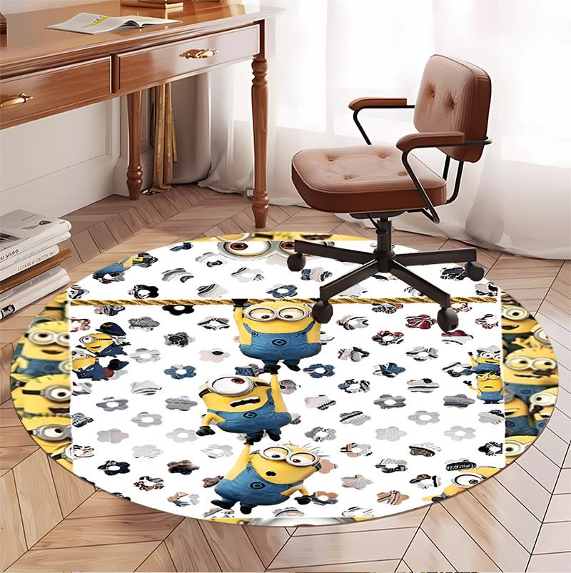 Minions Pattern Round Rug, Indoor/Outdoor Mat, for Picnic, Gameroom, Bedroom, Office, Living Room, Home Decor Carpet, Birthday Gift