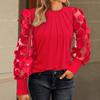 YYFS Women's Fashion Casual Spring Fall Solid Color Print Long Sleeve O-Neck Blouses & Shirts