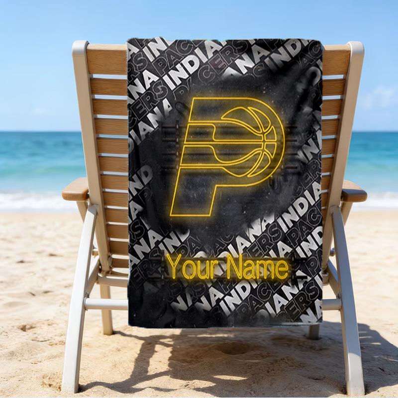 Custom Name Beach Towel Indiana Basketball Team Beach Towel, Soft Microfiber, Gift for Her/Him, Birthday, for Pool, Beach, Travel, Fan gifts