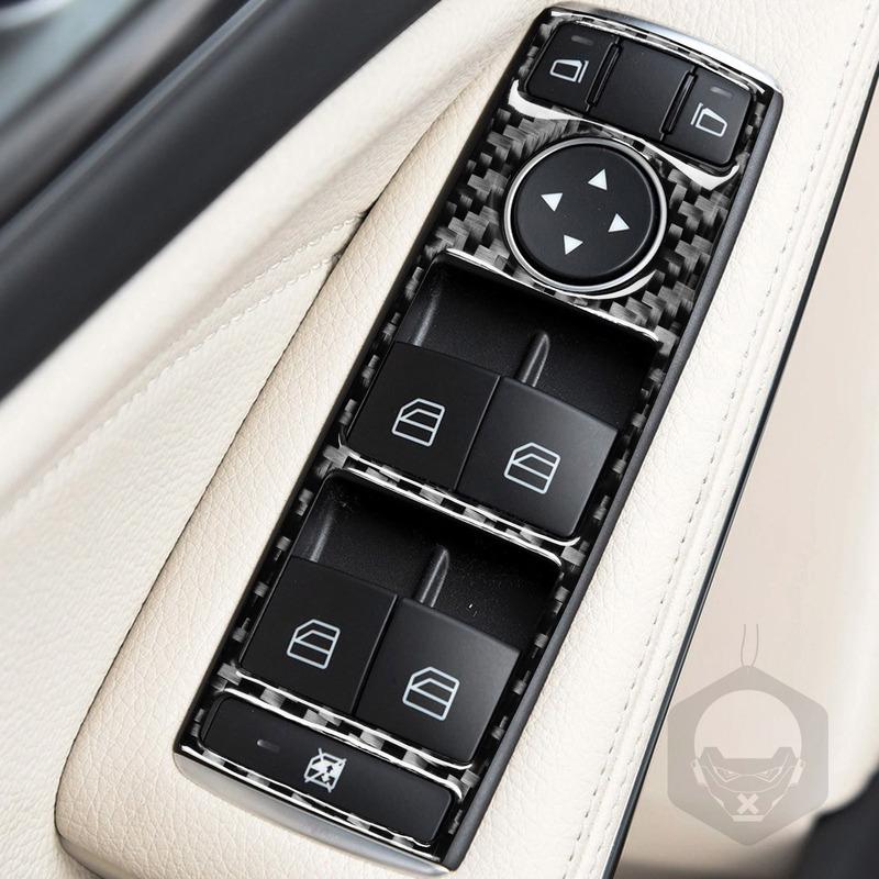 Real Carbon Fiber Car Accessories Window Lift Control Trim Cover Soft Sticker For Mercedes CLA C117 2014-2018 GLA X156 2015-