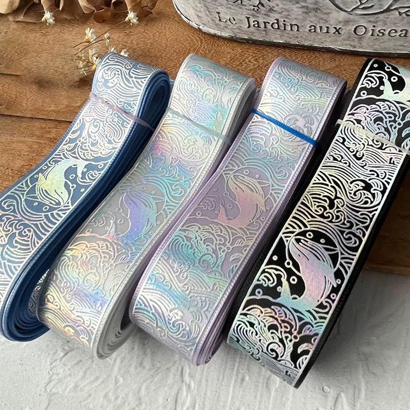 2,5 см x 4,5 м/рулон Несколько цветов Головной убор Шляпа Горячее тиснение Узор Брошь Значок Лазерный узор Подарочная коробка