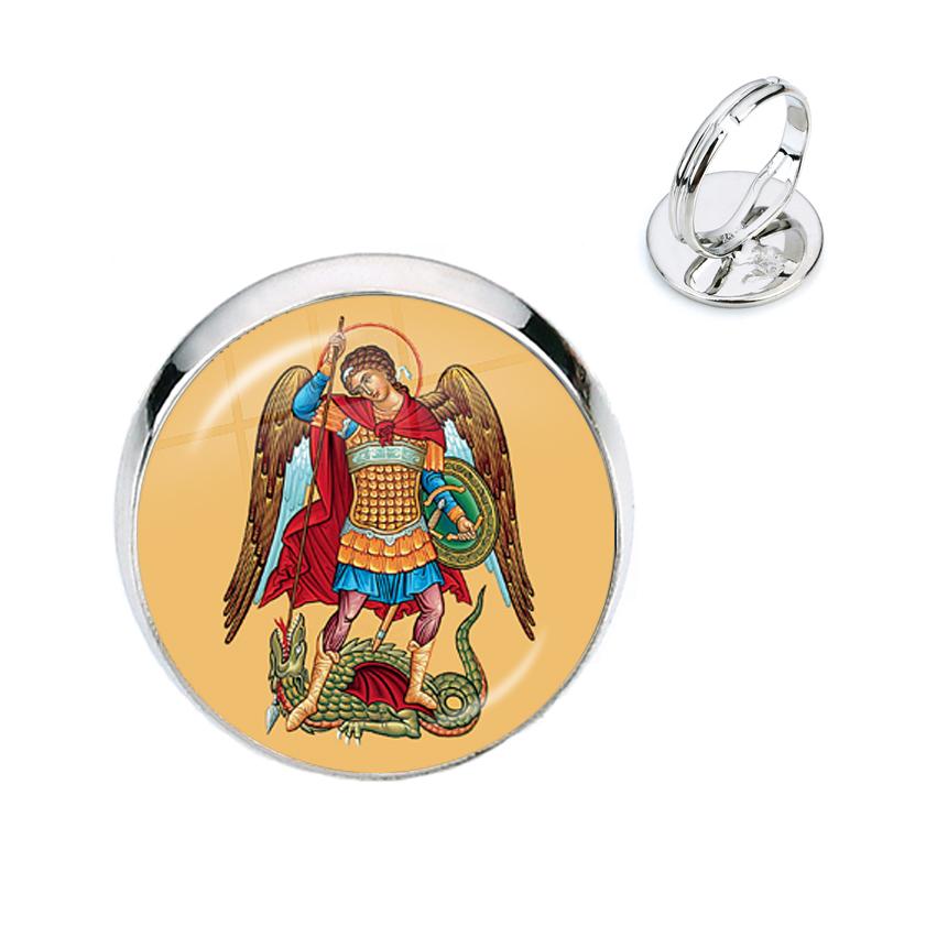 St.Michael Rings Fashion Protect Me Saint Shield Protection Justice Adjustable Rings Talisman Christian Holy Gifts For Friends