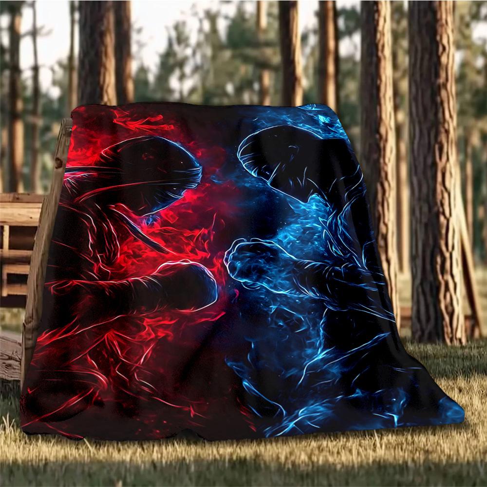 1pc Battle, Flame Outdoor Personalized Flannel Blanket, Soft, Lightweight Personalized Flannel Blanket, Digital Printing,