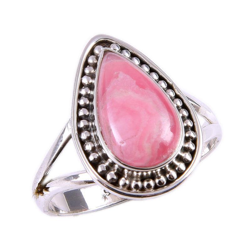 Natural Rhodochrosite Gemstone 925 Solid Sterling Silver Jewelry Ring S.10 C4y34