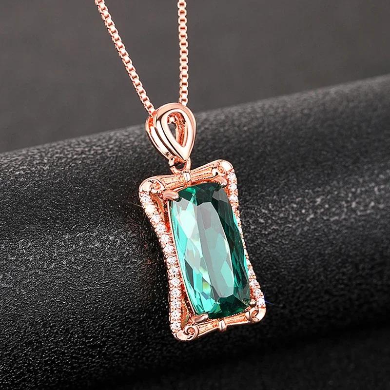 Huitan Luxury Bright CZ Women Pendant Necklace Zinc Alloy Color/Rose Gold Color for Wedding Party Daily Trendy Accessories Zircon