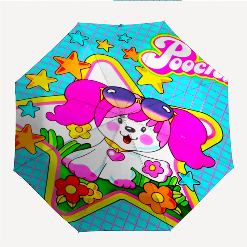 Stylish and Cute Poochie Fashionable Automatic Opening/Closing Folding Umbrella. Portable and Foldable, Ideal for Gift, Travel, and Daily Use.