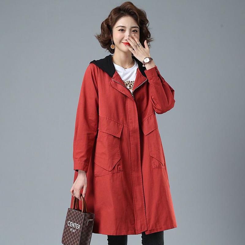 Windbreaker Jackets Women Mid-length Loose Oversized Windproof Jacket Casual Versatile Hooded Windbreaker Jacket