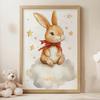 Plakat Uroczy Króliczek Na Chmurce Plakat Uroczy Króliczek Na Chmurce, 70X100 Cm, Bez Ramy, Płótno Premium Na Blejtramie