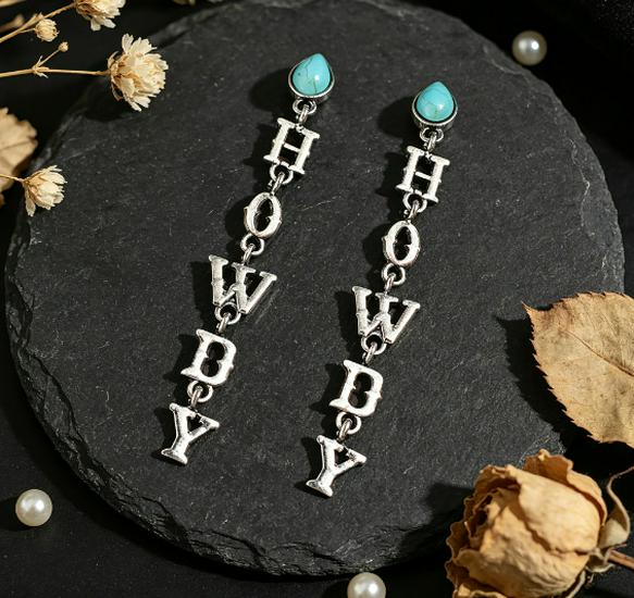 Trendy Southwestern Cowboy Style Eco-friendly Alloy Letter Pendant Earrings