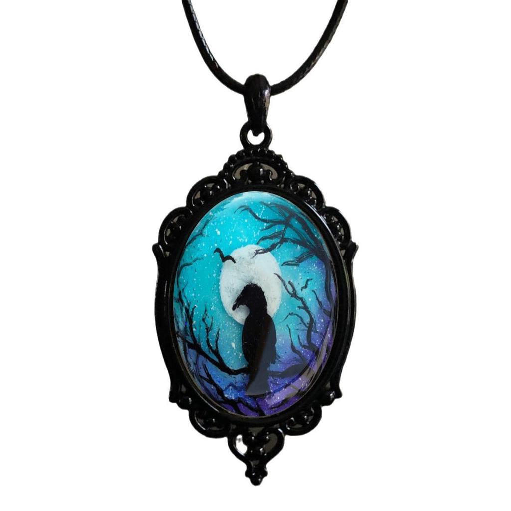 Jun'an Gothic Raven Forest Pendant Charm Necklace