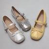Sheepskin Version~ Inner Height Increase Flat Bow Mary Jane Single Shoes 2025 New Temperament Gentle Ballet Shoes Women