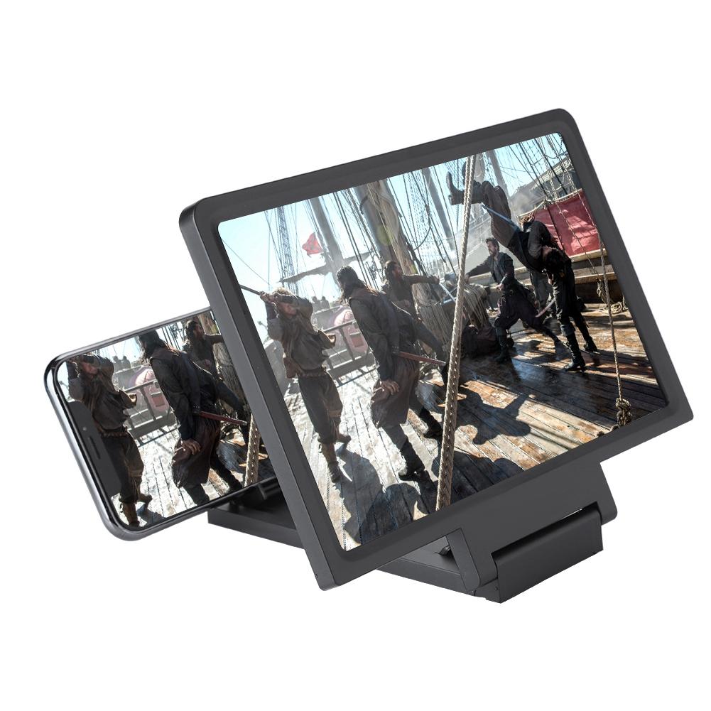 Лупа для экрана мобильного телефона, видео HD-лупа, кронштейн, увеличение экрана с динамиком (черный)