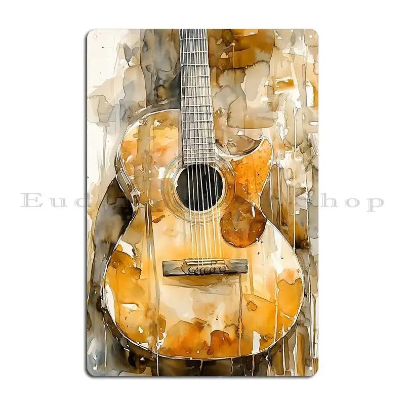 Telecaster Watercolor Metal Plaque Poster Decoration Printed Cinema Pub Garage Decoration Tin Sign Poster