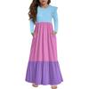 Girls' Tiered Ruffle Dress - Long Sleeve Printed Maxi With Pockets