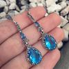 Blue Zircon Alloy Earrings In Japanese-Korean Style for Women