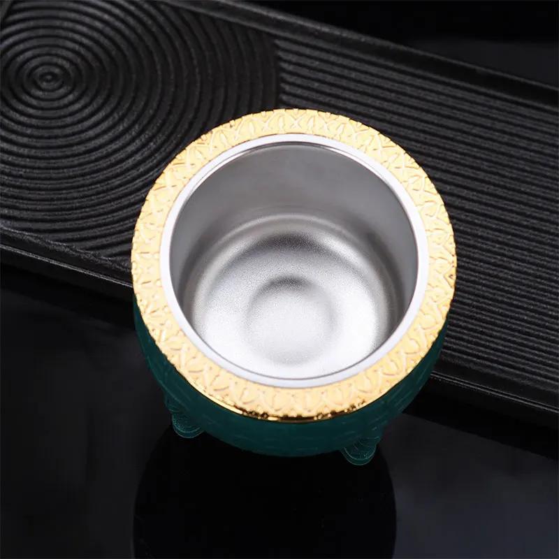 1Pc Stainless Steel Double-layer Paraguay Water Cup With Straw Turtle Shell Texture Eggshell Cup Leather Texture Eggshell Cup