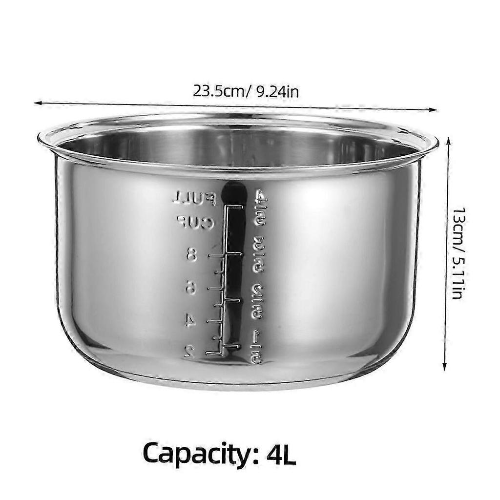 Universal Stainless Steel Inner Pot 4L Replacement for Rice Cooker Electric Cooking Pot for Most Brands less